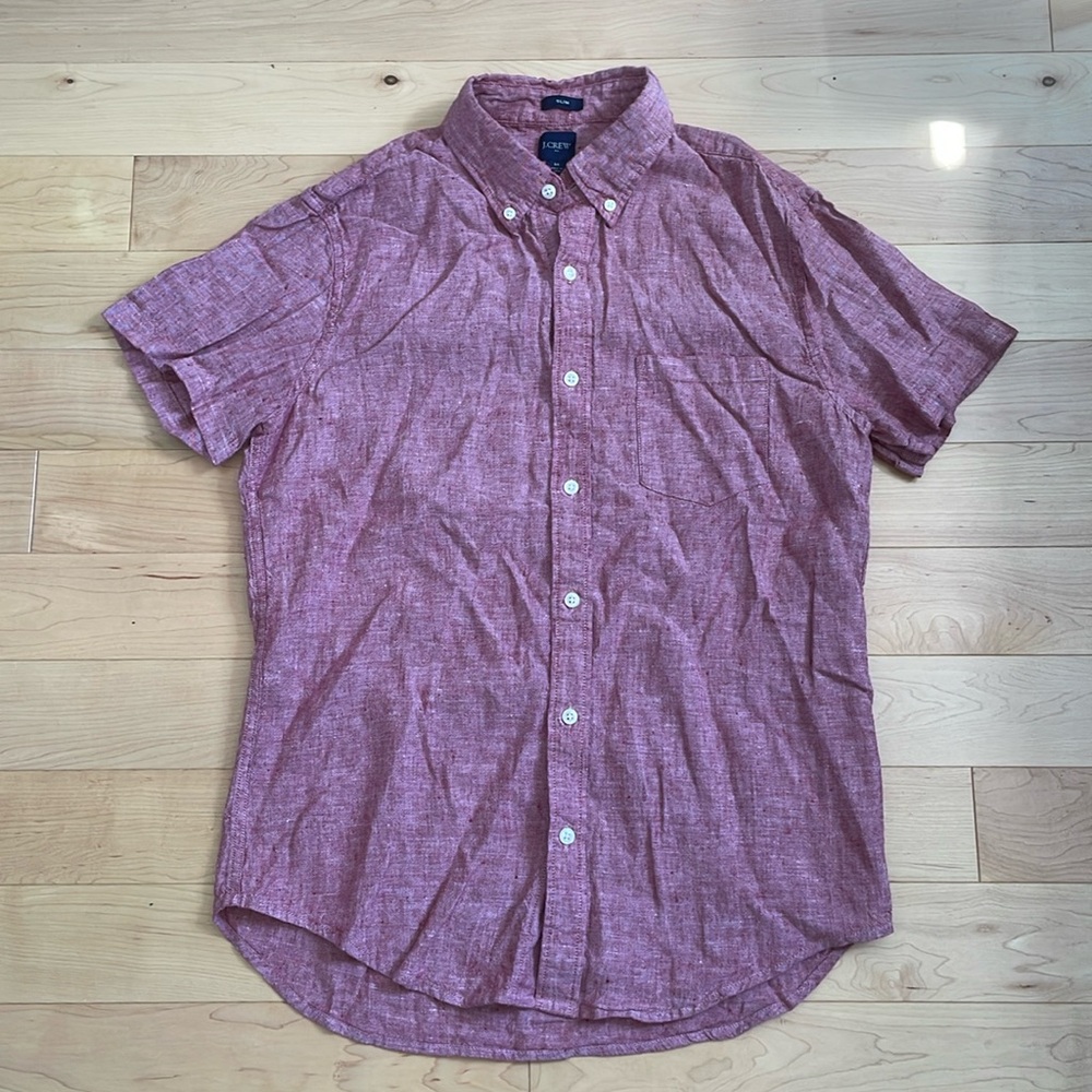 J Crew Men’s Short Sleeve Button Up Slim Fit